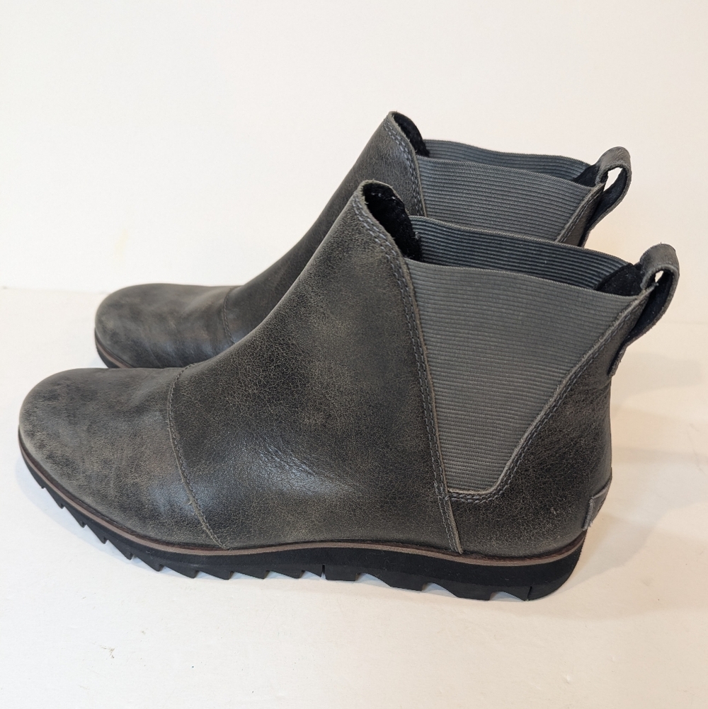 Sorel Harlow Chelsea Waterproof Ankle Boots Distressed Gray Size 8